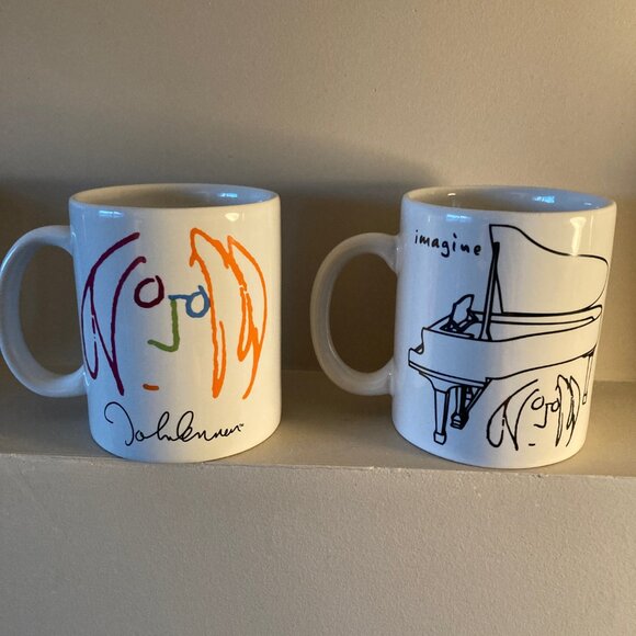 John Lennon Imagine Coffee Cups x 2 - Picture 2 of 6